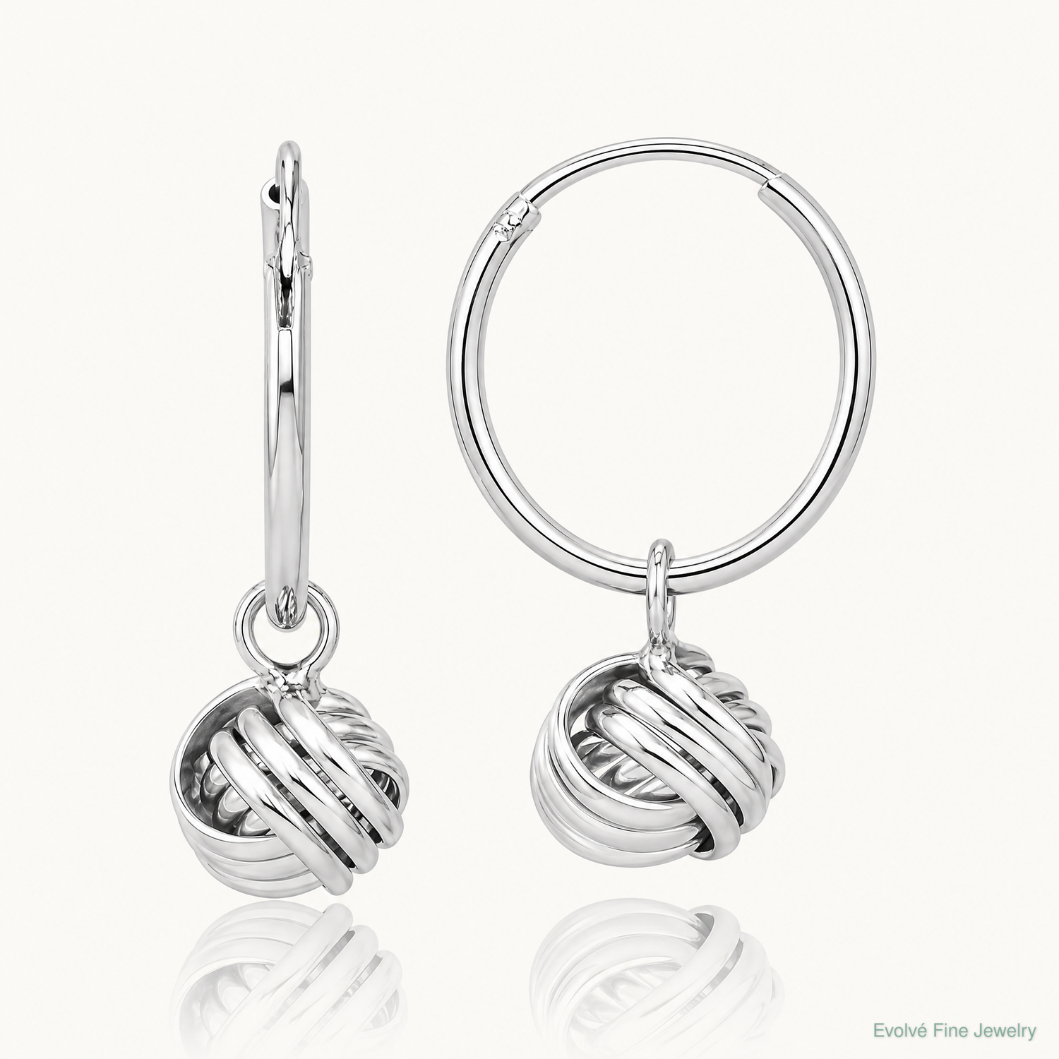 Sterling Silver Rhodium-plated Love Knot Dangle Eternity Hoop Earrings - Lifestyle View