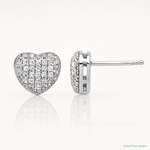 Sterling Silver Rhodium-plated Pave CZ Heart Post Earrings - Lifestyle View