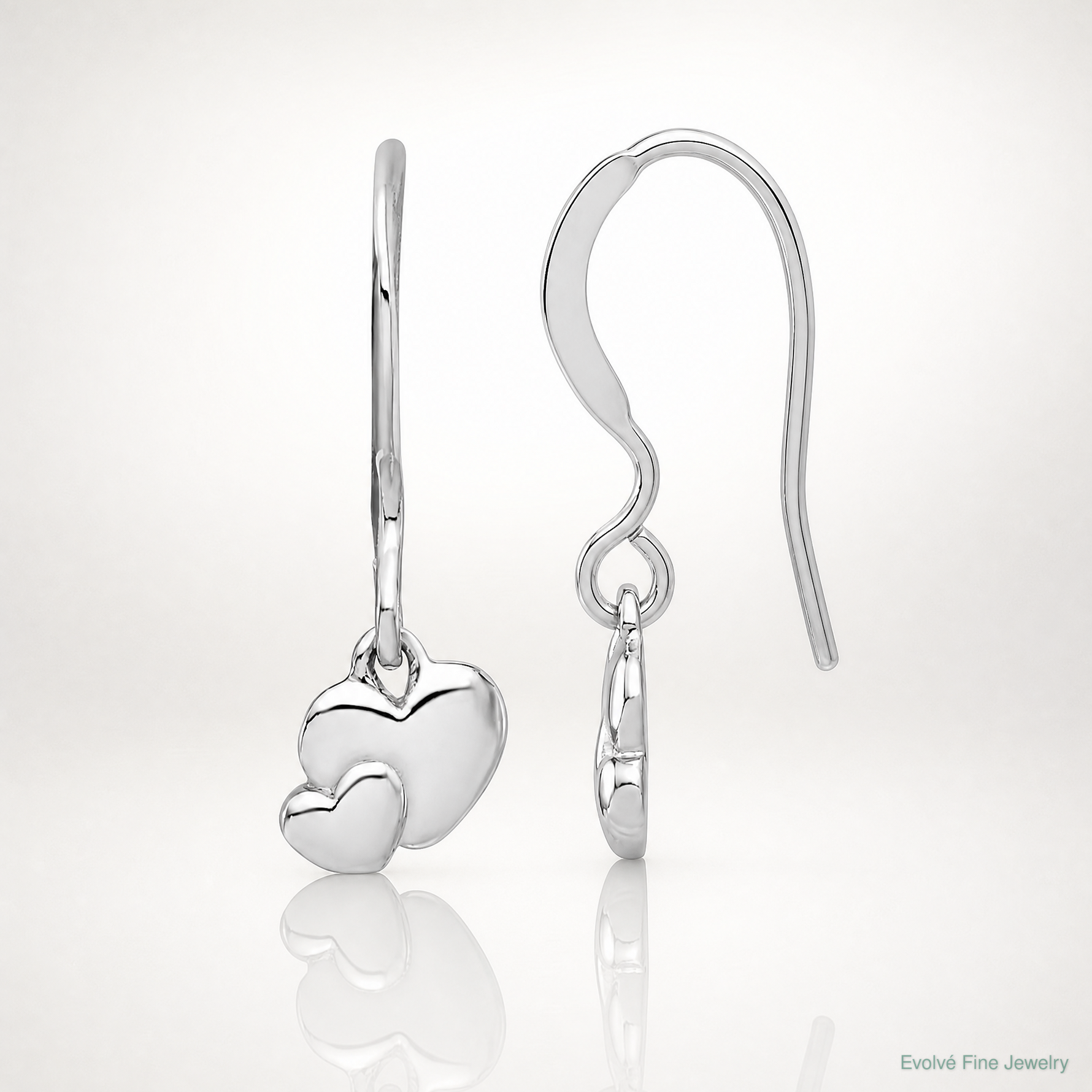 Sterling Silver Rhodium-plated Hearts Dangle Earrings - Lifestyle View