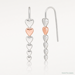 Sterling Silver and Rose-tone Polished Heart Shepherd Hook Earrings - Lifestyle View
