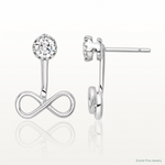 Sterling Silver Rhodium-plated Drop Infinity Jacket CZ Post Earrings - Lifestyle View