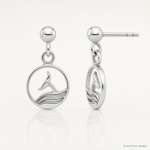 Sterling Silver Rhodium-plated Whale/Dolphin Tail Post Dangle Drop Earrings - Lifestyle View