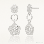 Sterling Silver E-Coating Rose Dangle Post Earrings - Lifestyle View