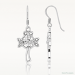 Sterling Silver Rhodium-Plated Polished Celtic Cross Dangle Earrings - Lifestyle View