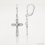 Sterling Silver Polished CZ Infinity Cross Leverback Dangle Earrings - Lifestyle View
