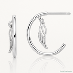 Sterling Silver RH-plated Polished Wings Dangle Post C-Hoop Earrings - Lifestyle View