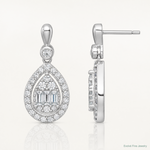 SS RH-plated Polished Fancy CZ Teardrop Post Dangle Earrings - Lifestyle View