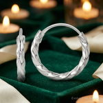 SS RH-pltd Polished Twisted 15.5x2.25mm Round Hoop Earrings - Lifestyle View