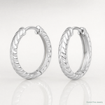 Sterling Silver RH-pltd Polished Braided Hinged Round Hoop Earrings - Lifestyle View