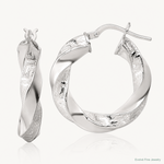 Sterling Silver Polished Greek Key 5mm Twisted Hoop Earrings - Lifestyle View