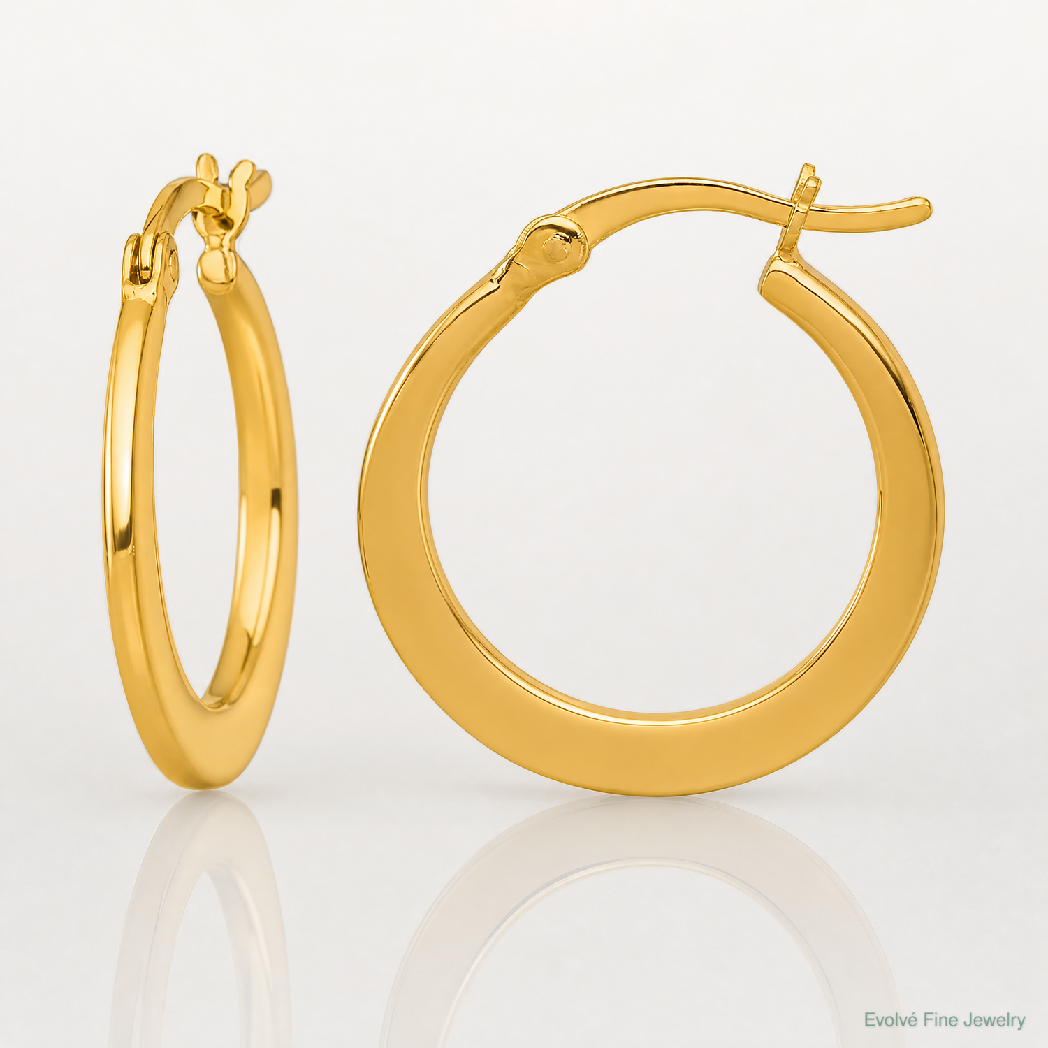 SS Gold-tone Polished 20.0mm Tapered Round Hoop Earrings - Lifestyle View
