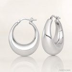 Sterling Silver Rhodium-plated Polished 12mm Hoop Earrings - Lifestyle View