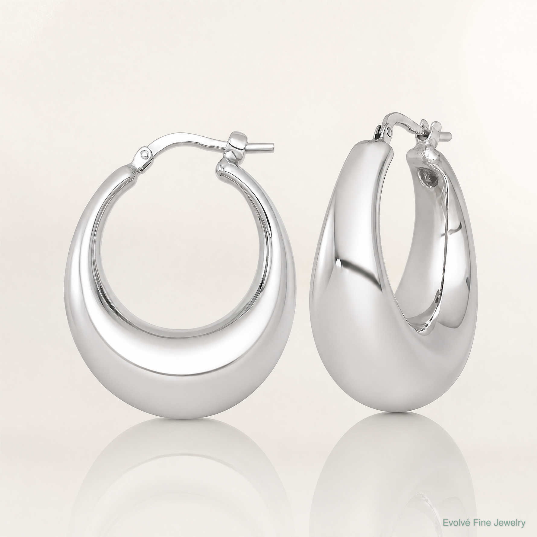 Sterling Silver Rhodium-plated Polished 12mm Hoop Earrings - Lifestyle View
