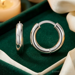 Sterling Silver Rhod-plated Polished 3.5x18mm Round Hinged Hoop Earrings - Lifestyle View