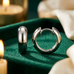 Sterling Silver RH-plated Polished 5mm Hinged Round Hoop Earrings - Lifestyle View