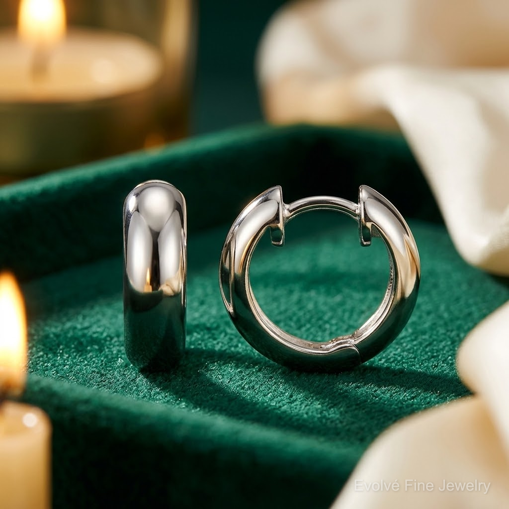Sterling Silver RH-plated Polished 5mm Hinged Round Hoop Earrings - Lifestyle View