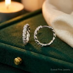Sterling Silver Polished and Twisted 2.2mm CZ Hinged Round Hoop Earrings - Lifestyle View