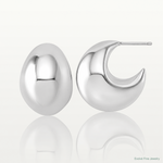 Sterling Silver Rhodium-plated Polished Hollow Fancy Post J-Hoop Earrings - Lifestyle View