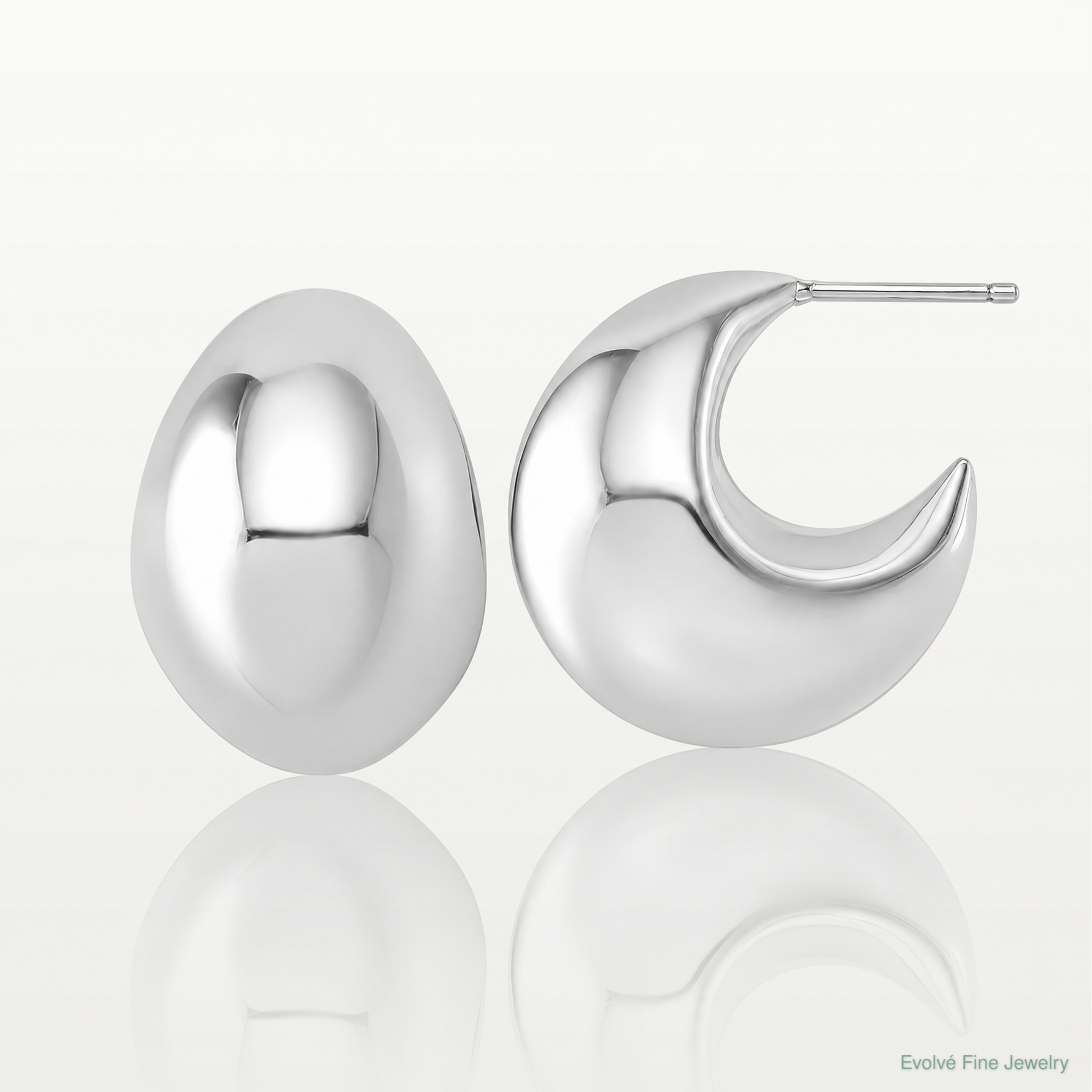Sterling Silver Rhodium-plated Polished Hollow Fancy Post J-Hoop Earrings - Lifestyle View