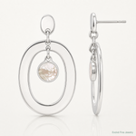 Sterling Silver Oval Mother of Pearl Post Dangle Earrings - Lifestyle View