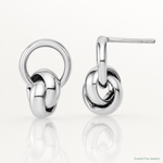 Sterling Silver Rh-plated Polish Love Knot Dangle Post Earrings - Lifestyle View