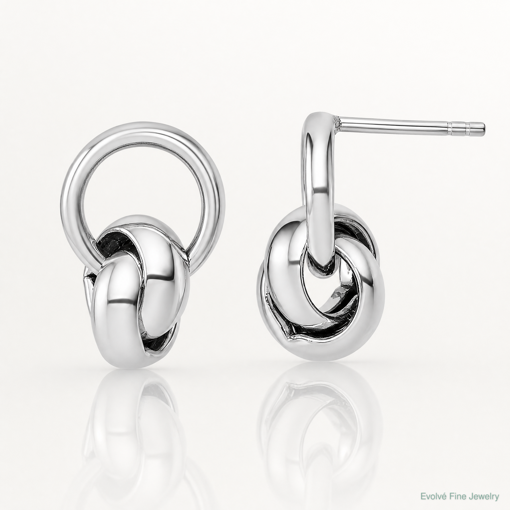 Sterling Silver Rh-plated Polish Love Knot Dangle Post Earrings - Lifestyle View
