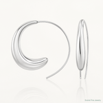 Sterling Silver Rhodium-plated Polished Circle Threader Earrings - Lifestyle View