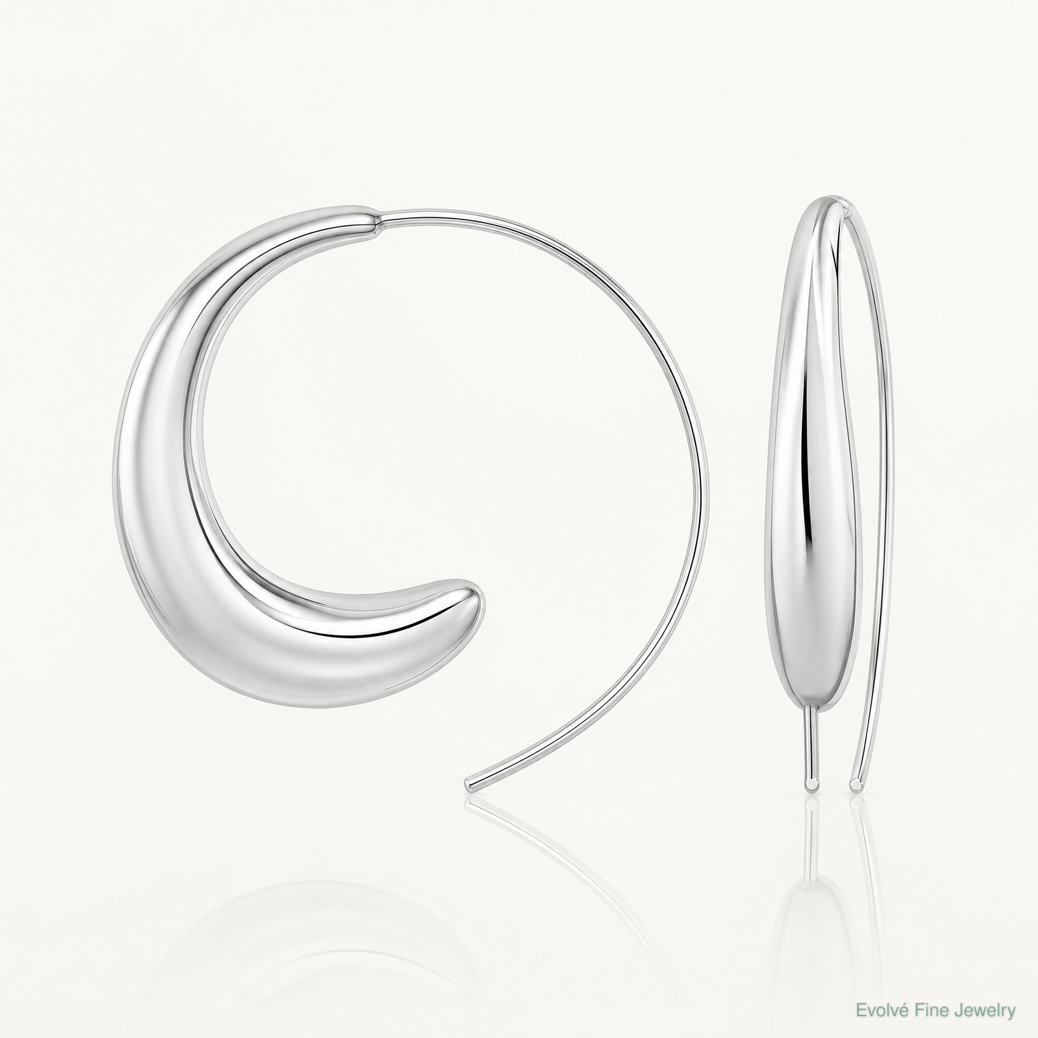Sterling Silver Rhodium-plated Polished Circle Threader Earrings - Lifestyle View