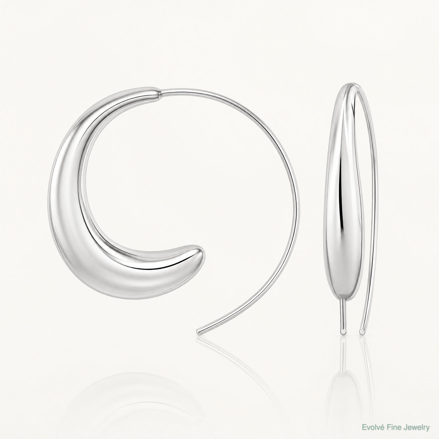 Sterling Silver Rhodium-plated Polished Circle Threader Earrings - Lifestyle View