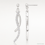 Sterling Silver Polished Fancy CZ Post Dangle Earrings - Lifestyle View
