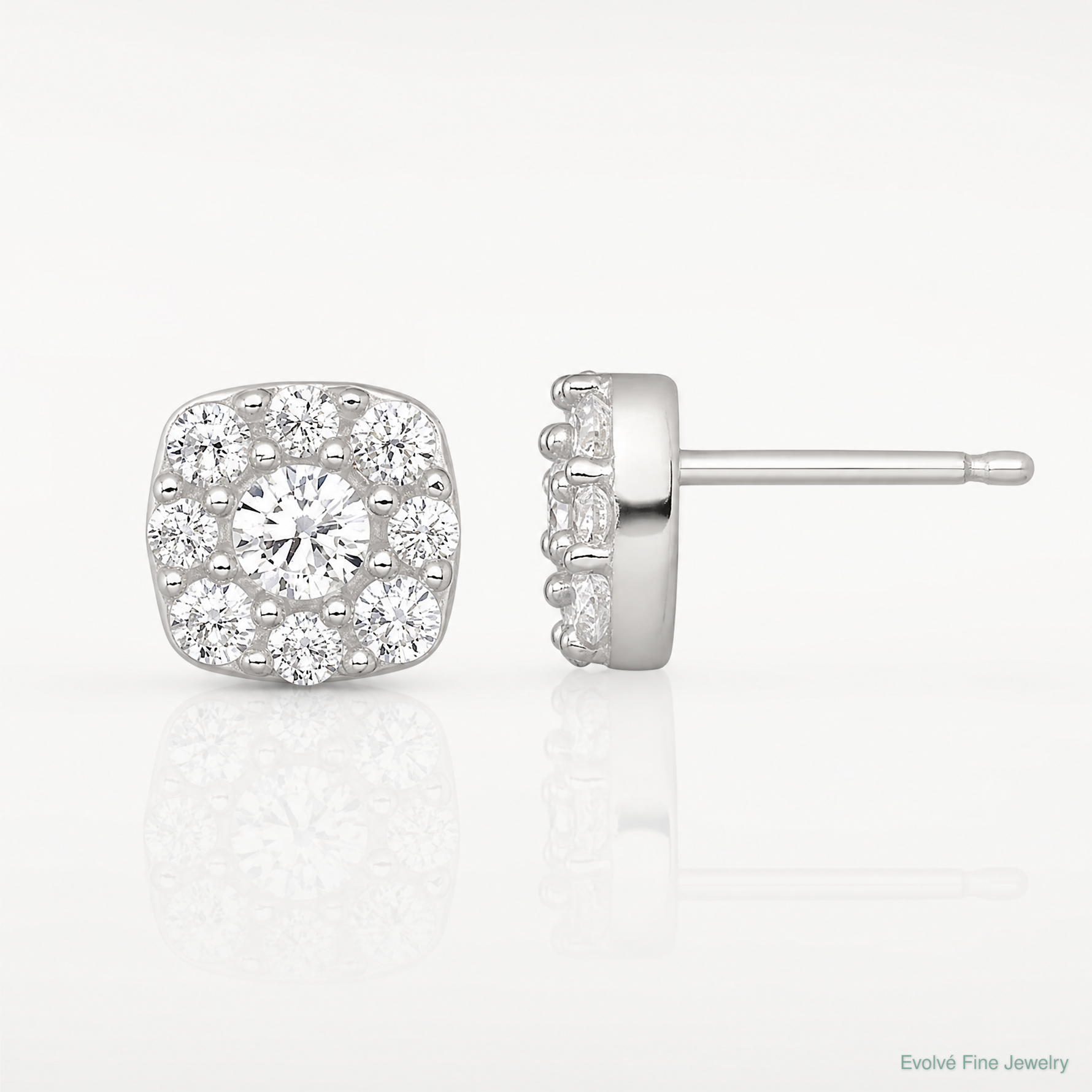 Sterling Silver Polished CZ Cluster Post Earrings - Lifestyle View