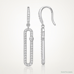Sterling Silver RH-plated Polished CZ Elongated Link Dangle Earrings - Lifestyle View