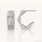 Sterling Silver Rhodium-plated CZ Polished Post J-Hoop Earrings - Lifestyle View