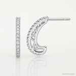 Sterling Silver Rhodium-plated CZ J-Hoop Post Earrings - Lifestyle View