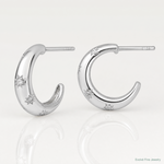 Sterling Silver RH-plated Polished CZ Stars Post C-Hoop Earrings - Lifestyle View