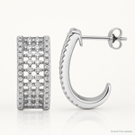 Sterling Silver Rhodium-plated CZ Post J-Hoop Earrings - Lifestyle View