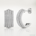 Sterling Silver Rhodium-plated 5 Row Post J-Hoop Earrings - Lifestyle View