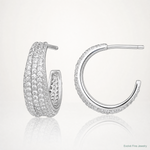 Sterling Silver RH-plated Tapered Pave CZ Post C-Hoop Earrings - Lifestyle View