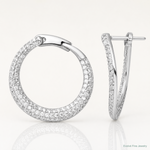 Sterling Silver RH-plated Pave CZ Hinged Round Hoop Earrings - Lifestyle View