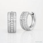 Sterling Silver RH-pltd Polished and Grooved 6.2mm CZ Hoop Earrings - Lifestyle View