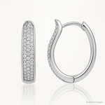 Sterling Silver Rhodium-plated CZ Polished Curved Hinged Hoop Earrings - Lifestyle View