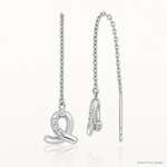 Sterling Silver Rhodium-plated CZ Loop Dangle Threader Earrings - Lifestyle View