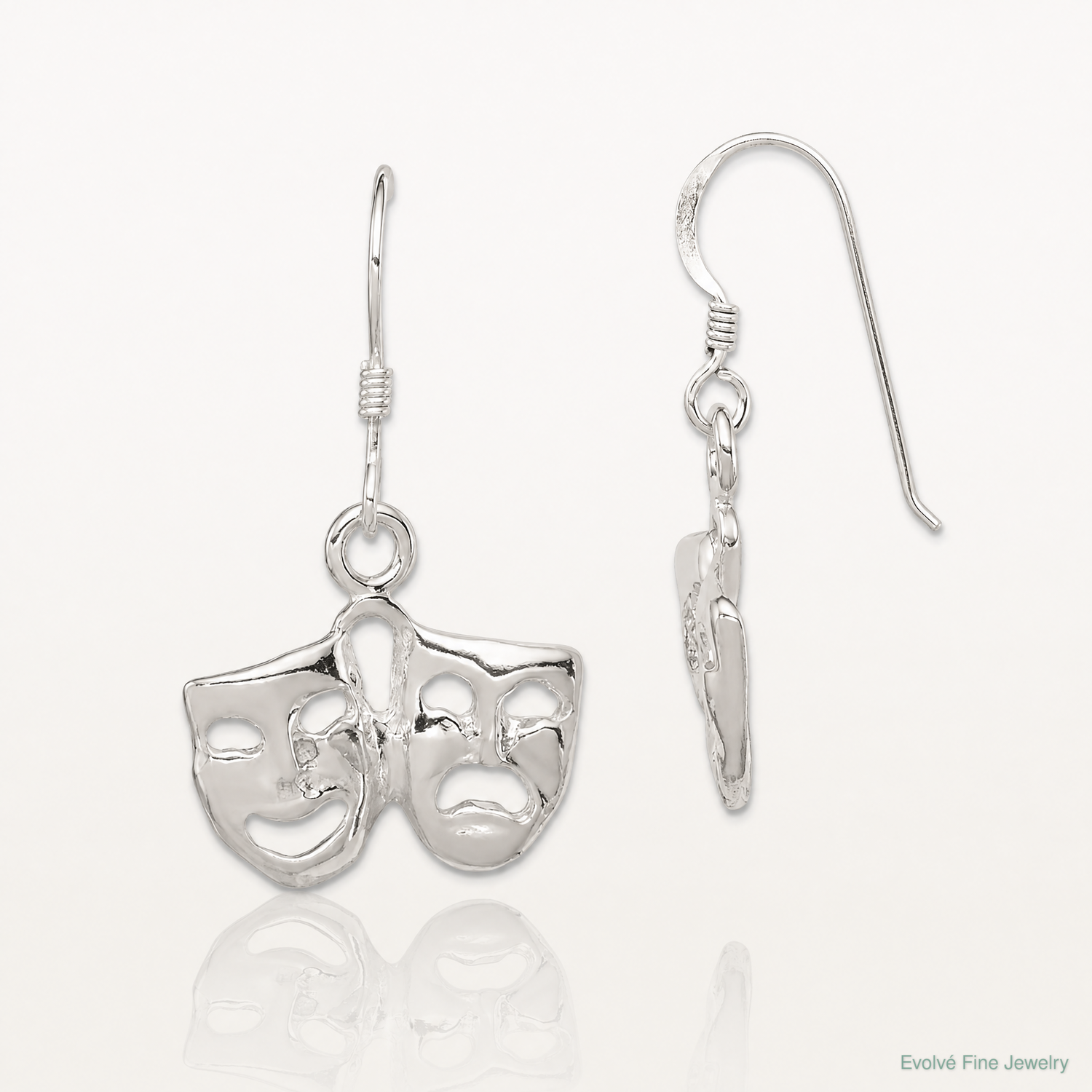 Sterling Silver Comedy/Tragedy Earrings - Lifestyle View
