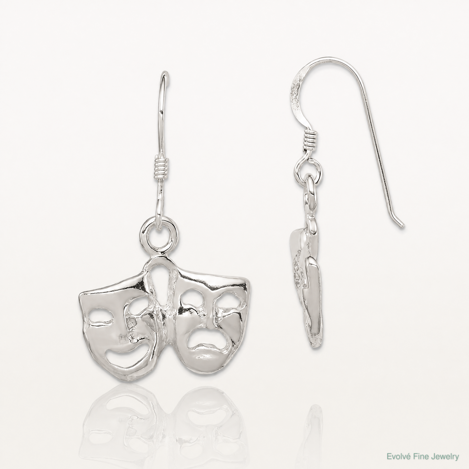 Sterling Silver Comedy/Tragedy Earrings - Lifestyle View