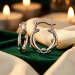 Sterling Silver Rhodium-plated Polished Dolphins Round Hoop Earrings - Lifestyle View
