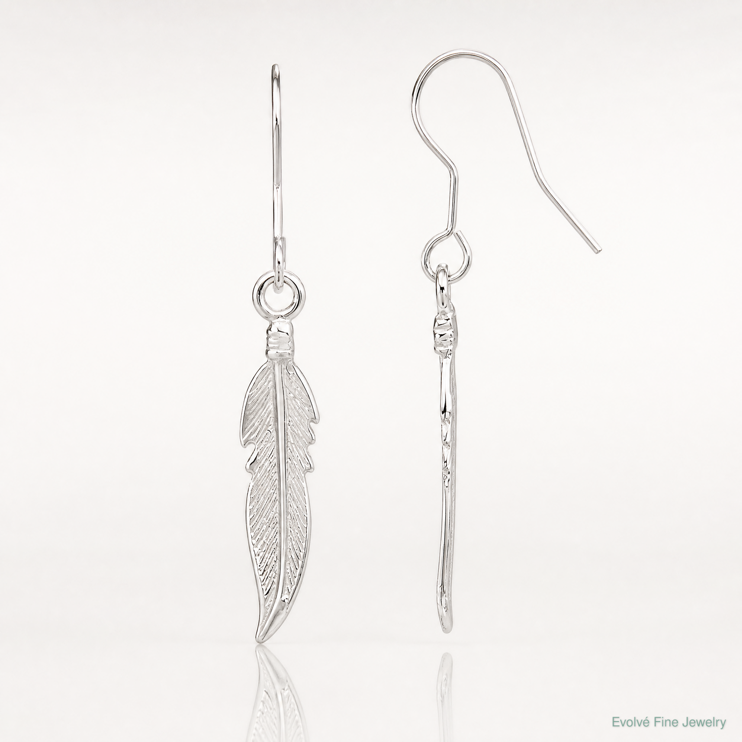 Sterling Silver Feather Earrings - Lifestyle View