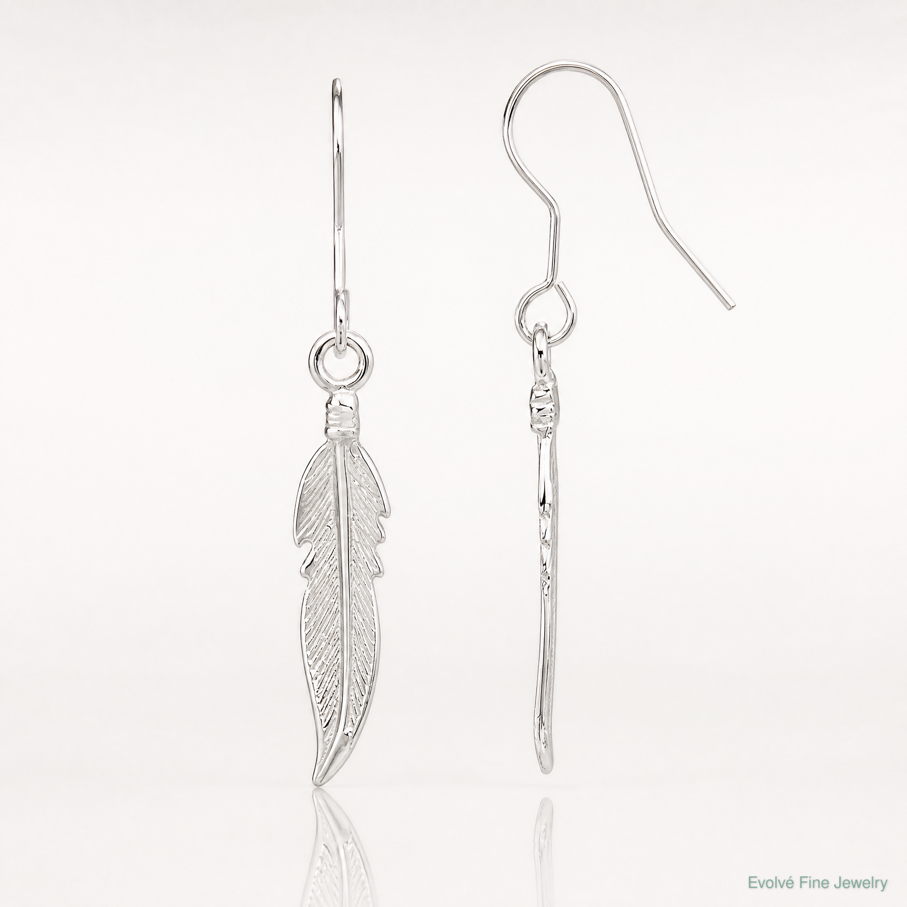 Sterling Silver Feather Earrings - Lifestyle View
