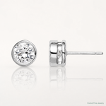 Sterling Silver RH-plated Polished 6mm Round CZ Bezel Set Stud Earrings - Lifestyle View