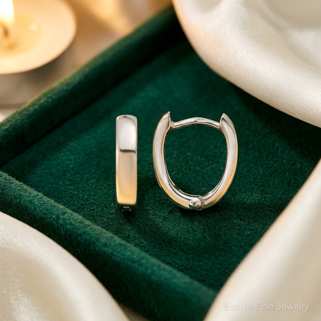 Sterling Silver Oval Hinged Hoop Earrings - Lifestyle View
