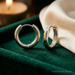 Sterling Silver Polished Hinged Hoop Earrings - Lifestyle View
